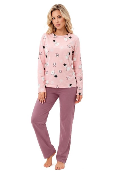 Pijama dama Donna Snowman Plum maneca lunga DONNA