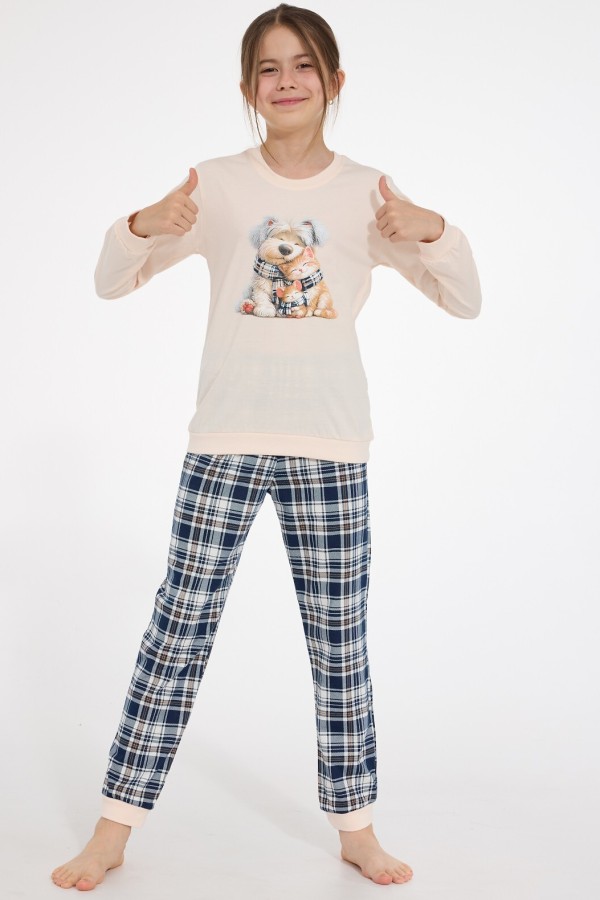 Pijama copii Cornette Young Girl 592/203 Home Friends maneca lunga