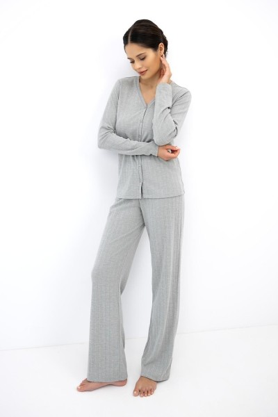 Pijama dama Sensis Alira maneca lunga cu nasturi SENSIS