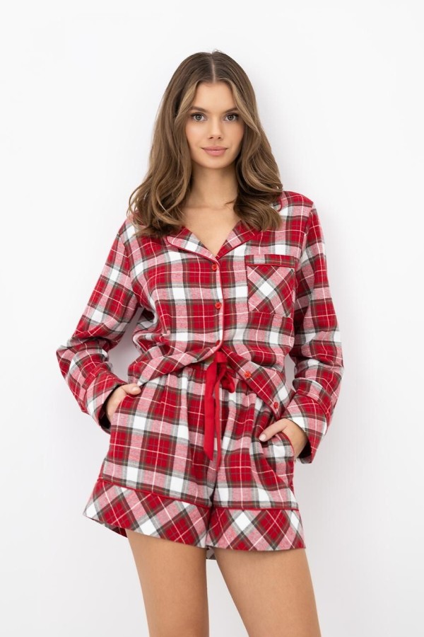 Pijama dama Sensis Clariel maneca lunga cu nasturi