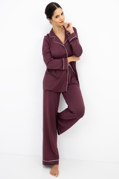 Pijama dama Sensis Samira maneca lunga cu nasturi SENSIS